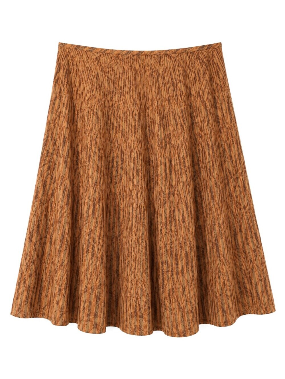 LIZ & CO Rust Brown Geometric Leaf Abstract Fall Skirt 100% Cotton, Lined, 10